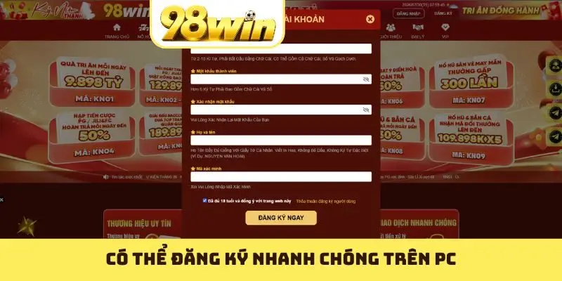 Đăng Ký 98WIN - Các Bước Tạo Tài Khoản Nhanh Năm 2026 - Slotvoyage