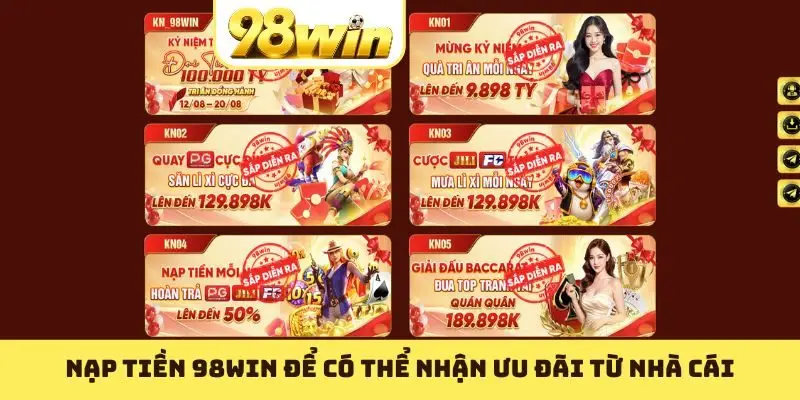 Nạp Tiền 98WIN Trong 2 Phút Qua Ngân Hàng, USDT, Thẻ Cào - Slotvoyage